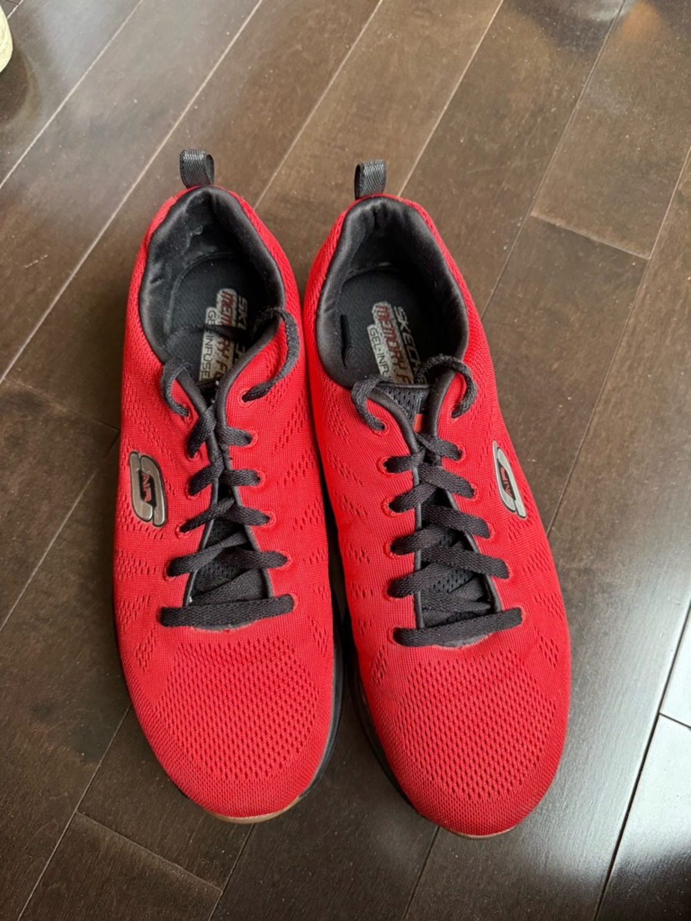 Skechers Men's Red and Black Athletic Lace-Up Sneakers